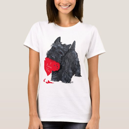 Speelse Schotse Terriër Valentijn T-shirt (Voorkant)
