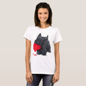 Speelse Schotse Terriër Valentijn T-shirt (Voorkant volledig)