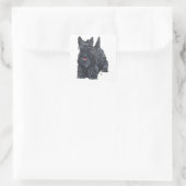 Speelse Schotse Terrier Vierkante Sticker (Tas)
