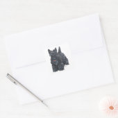 Speelse Schotse Terrier Vierkante Sticker (Envelop)