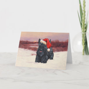 Speelse Scottie Kerstman in de Sneeuw Feestdagen Kaart