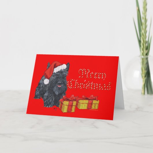 Speelse Scottie Kerstmis Feestdagen Kaart (Voorkant)