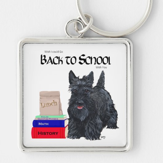 Speelse Scottie Terug naar School Sleutelhanger (Voorkant)