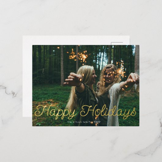 Speelse Script Photo Happy Holiday Kaart (Voorkant / Achterkant)