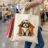 Speelse Shih Tzu-hondenhuis Tote Bag