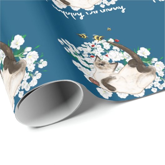 Speelse Siamese Kat Cadeaupapier (Rol Hoek)