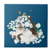 Speelse Siamese Kat Tegeltje (Voorkant)