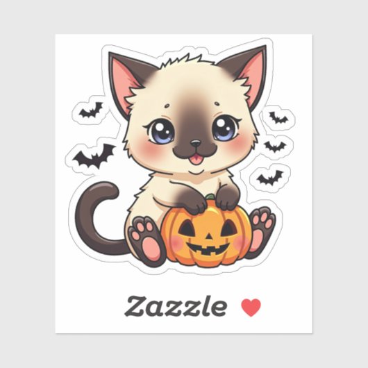 Speelse Siamese Kitten – Cute Halloween Sticker (Vel)