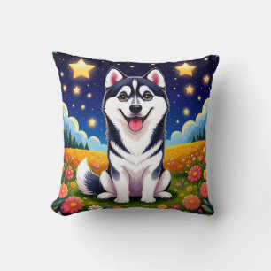 Speelse Siberische Husky Kussen