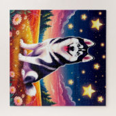 Speelse Siberische Husky Legpuzzel (Horizontaal)