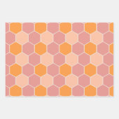 Speelse Sinaasappel & Roze Sunny Honey Bee Hexagon Inpakpapier Vel (Voorkant 3)