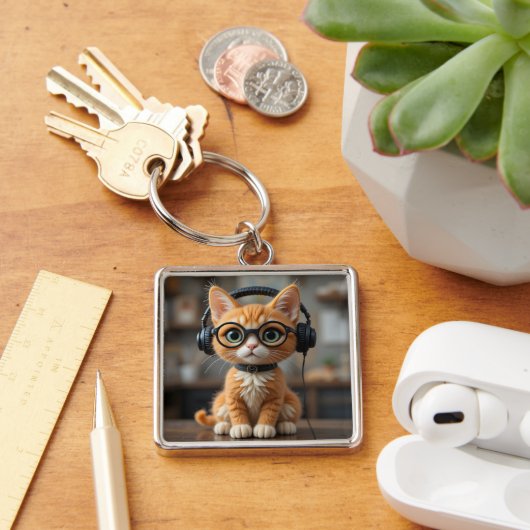 Speelse Sinaasappelkat Sleutelhanger (Bureau)