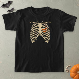 Speelse skelet ribbenkast hart Halloween jeugd T-shirt