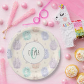 Speelse Sketch Bunnies Monogram Papieren Bordje (Feest)