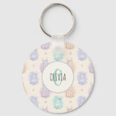 Speelse Sketch Bunnies Monogram Sleutelhanger (Voorkant)
