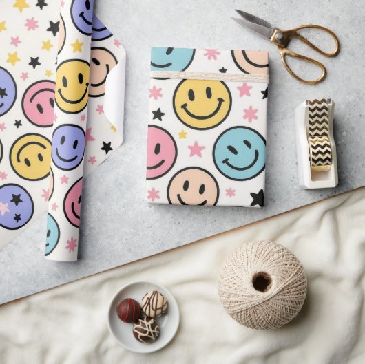 Speelse Smiley Patroon Cadeaupapier (Crafts)