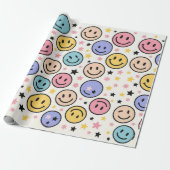 Speelse Smiley Patroon Cadeaupapier (Uitgerold)
