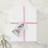 Speelse sneeuwman cadeau label voor kerst cadeaulabel (Met Touw)