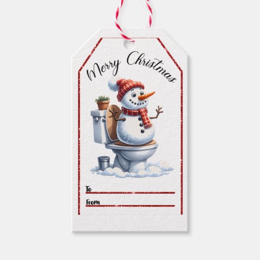 Speelse sneeuwman Kerst labels Cadeaulabel (Voorkant)