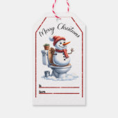 Speelse sneeuwman Kerst labels Cadeaulabel (Achterkant)