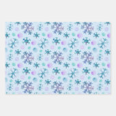 Speelse Sneeuwmannen Pijnbomen Sneeuwvlokken Kerst Inpakpapier Vel (Voorkant 2)