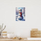 Speelse sneeuwpop Wall art poster (Keuken)