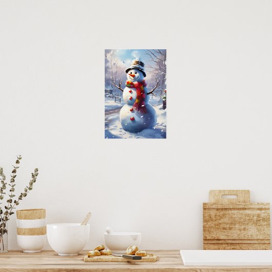 Speelse sneeuwpop Wall art poster (Keuken)