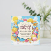 Speelse Snoep-thema gepersonaliseerde verjaardag Kaart (Staand voorkant)