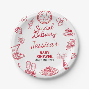 Speelse Speciale Levering Baby Shower Papieren Bordje