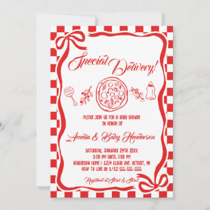 Speelse Speciale Levering Italiaanse Pizza Baby Sh Kaart