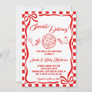 Speelse Speciale Levering Italiaanse Pizza Baby Sh Kaart