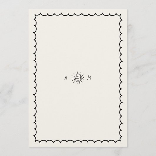 Speelse speelse retro handgetekende Franse bruilof Menu (Achterkant)