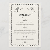 Speelse speelse retro handgetekende Franse bruilof Menu (Voorkant)