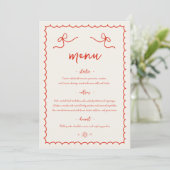 Speelse speelse retro handgetekende Franse bruilof Menu (Staand voorkant)