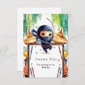 Speelse Spion Ninja Verjaardag Bedankkaart (Voorkant / Achterkant)