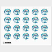 Speelse Splash Dolfijn Ronde Sticker (Vel)