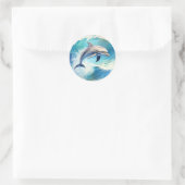 Speelse Splash Dolfijn Ronde Sticker (Tas)