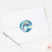 Speelse Splash Dolfijn Ronde Sticker (Envelop)