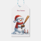 Speelse Sportieve Sneeuwman Cadeaulabel (Voorkant)