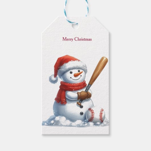 Speelse Sportieve Sneeuwman Cadeaulabel (Voorkant)