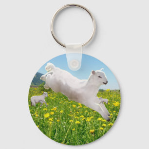 Speelse Springende Lammetjes Pasen   Sleutelhanger