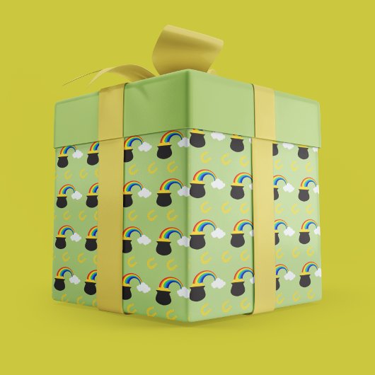 Speelse St. Patrick's Day Pot of Gold & Rainbow Cadeaupapier