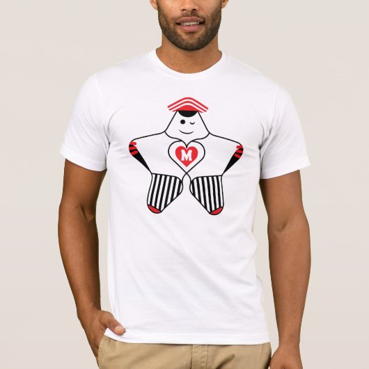 Speelse Ster Karakter Met Hart T-shirt (Voorkant)