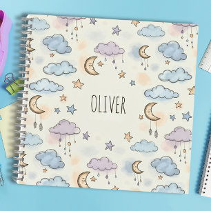 Speelse sterren, manen en pluizige wolken notitieboek