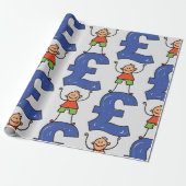 Speelse Stick Figure Staand op Pond Cadeaupapier (Uitgerold)