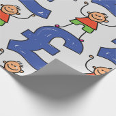 Speelse Stick Figure Staand op Pond Cadeaupapier (Hoek)