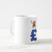 Speelse Stick Figure Staand op Pond Koffiemok (Voorkant links)