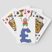 Speelse Stick Figure Staand op Pond Pokerkaarten (Achterkant)