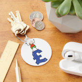 Speelse Stick Figure Staande op Pond Sleutelhanger