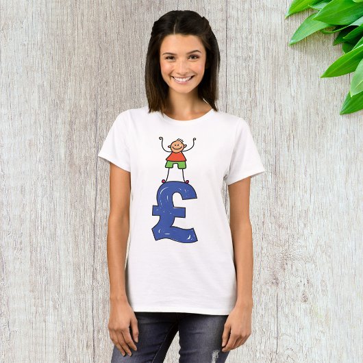 Speelse Stickfiguur Staande op Pond T-shirt